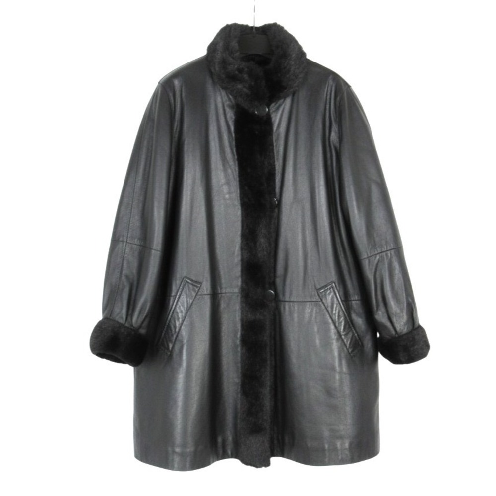 VTG J. PERCY By MARVIN RICHARDS Black LEATHER/FAUX FUR Reversible JACKET COAT L